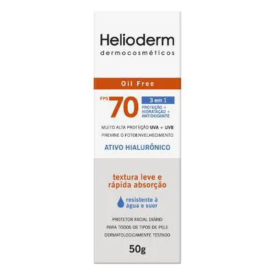Protetor Solar Facial Helioderm Oil Free 3 em 1 FPS70 50g